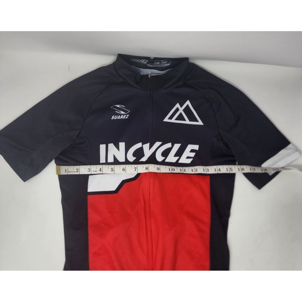 Suarez Incycle Cycling Jersey Men's Small Black and Red Full Zip EUC - Picture 5 of 10